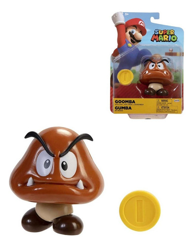 Super Mario Figura Goomba De 4 Pulgadas Con Accesorio