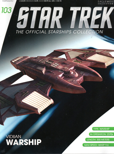 Fascículo Em Inglês Nº 103 + Brinde Nave Miniatura Star Trek Vidiian Warship - Editora Eaglemoss - Capa Mole - Bonellihq Mar24