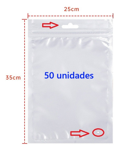 Saco Zip Poolsy 25cmx35cm Transparente Fundo Branco 50 Unid