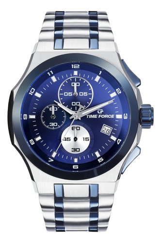 Reloj De Pulsera Time Force Para Caballero Tf5021mab-03m Correa Acero/azul