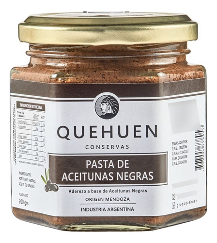 Pasta Aceitunas Negras 200g Quehuen - Tienda Deli