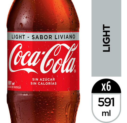 Coca Cola Light Botella 591cc X 6