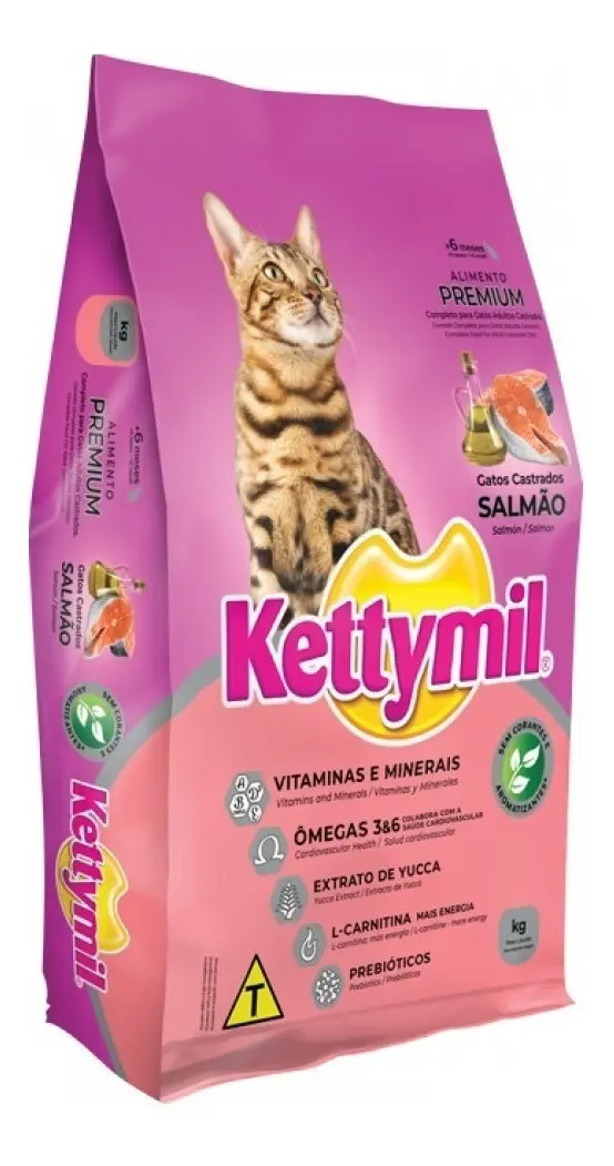 Ração Kettymil Gatos Castrados Salmão Adultos 10,1kg