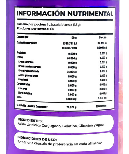 Cla Ácido Linoleico Conjugado 60 Cápsulas 1 G The One