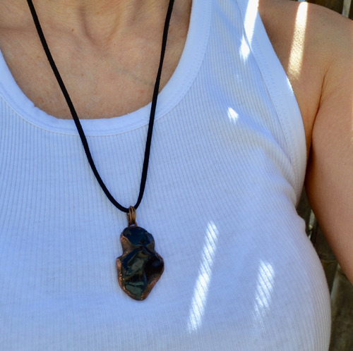 Imagen 3 de 6 de Collar Flecha Obsidiana, Piedra Negra, Protectora Cod1