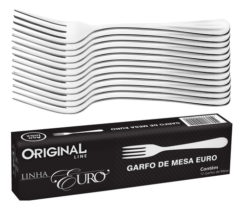 Kit Garfo 12 Aço Inox Churrasco Restaurante Euro Premium