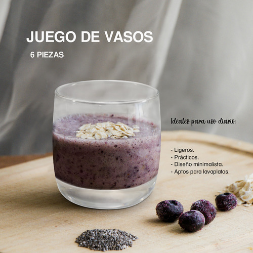 Juego De Vasos De Vidrio 230 Ml 6 Piezas
