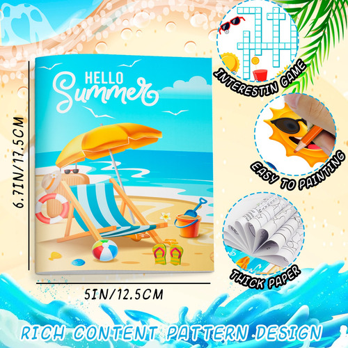 24pcs Libro Para Colorear Verano Con Lápices De Colores