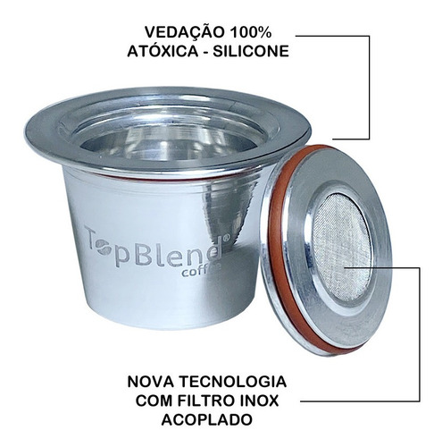 Imagem 4 de 6 de 2 Cápsulas Reutilizáveis Nespresso Topblend + Tamper + Frete