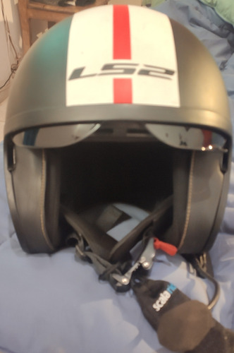 Casco Ls2- Abierto Talle S- Tres Usos Cardo Intercom Negro Sergeant S