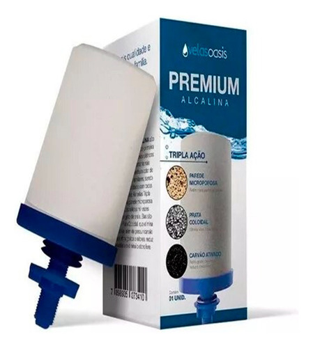 Filtro De Água Alcalina Tripla Ação Branco + 4 Vela Premium