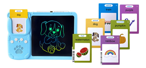 Tarjetas Flash Parlantes 2 En 1, Tableta Azul Con 112 Cartas