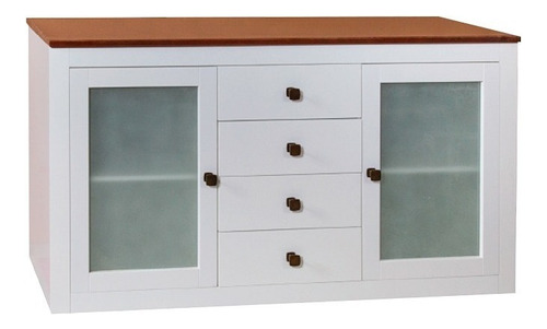 Aparador Buffet En Madera 2 Puertas 4 Cajones La Tentación Color Blanco