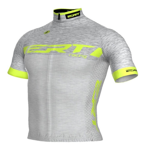 Camisa Ert New Elite Racing Prata E Neon Ciclismo Bike Pro