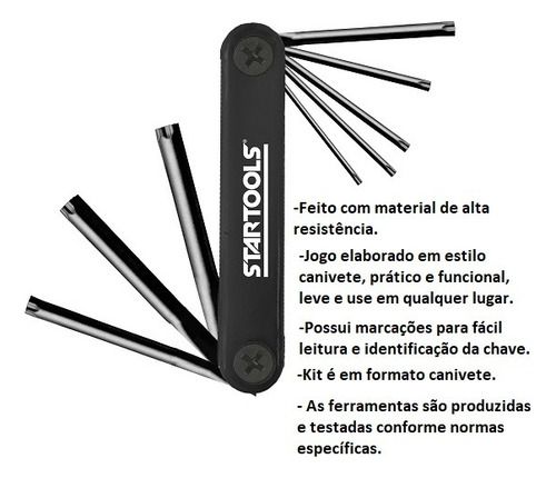 Chave Torx Tork Tipo Canivete Com Furo Guia Qualidade Pro