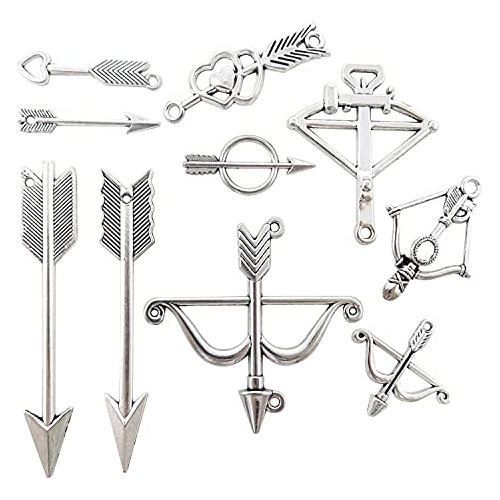 40pcs Mixed Bow And Arrow Charms Pendants Antique Silve...