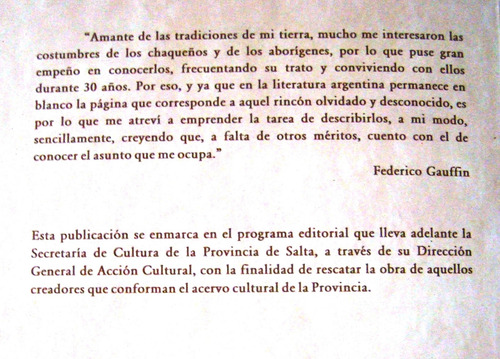 Federico Gauffin Obras Completas Chaco Salteño Tobas Pilagas