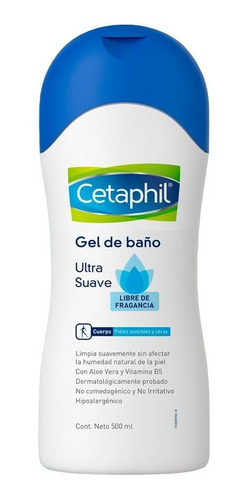 Imagen 2 de 2 de Cetaphil Gel De Baño Ultrasuave S/fragancia X500ml Tipo De Envase Botella Fragancia Sin Fragancia