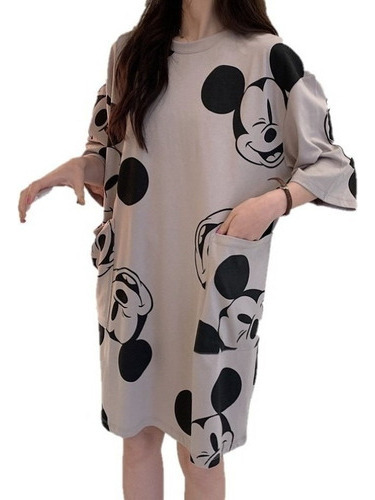 Vestido Coreano Animado Disney Mickey Mouse Print Falda