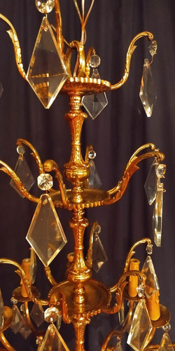 Araña Lampara Francesa Colgante De Bronce Antigua 1162 (Usado)