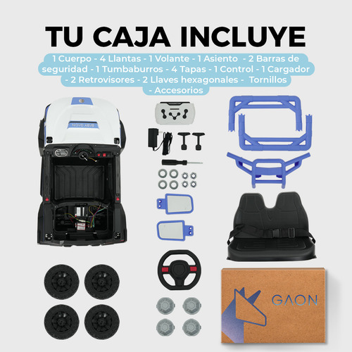 Carro Montable Electrico Con Control Remoto Musica Y Luces Color Azul