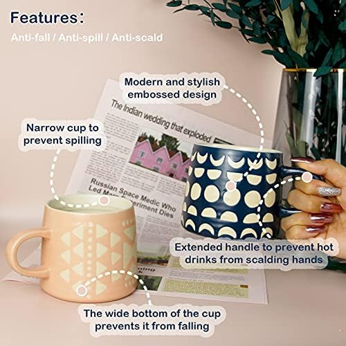 Youpeng Juego De 2 Tazas De Café, Tazas De Café Portty Con A
