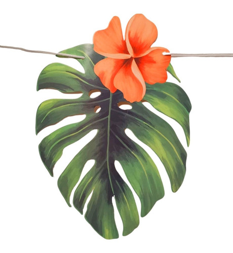 Imagen 2 de 10 de Guirnalda Banner Banderin Verano Hojas Tropical Cotillon
