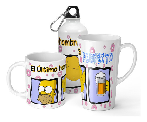 Set De Taza + Botella + Taza Conica Los Simpsons 4 De Regalo