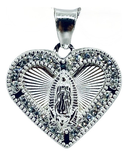 Medalla Virgen De Guadalupe Forma De Corazón (deperlá Plata)