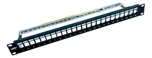 Patch Panel 24 Portas Blindado Descarregado Com Guia Suporte