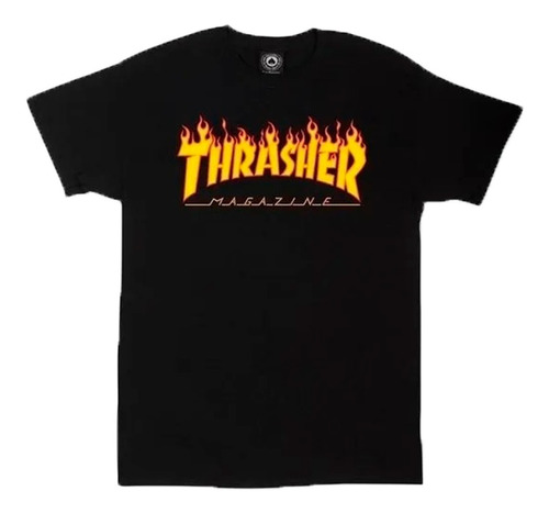 Thrasher Remera Lifestyle Niño Flame Negro Fuk