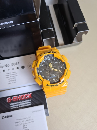 Relógio G-shock Ga100 Completo Na Caixa Amarelo Raro, Zero!