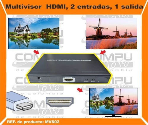 Imagen 2 de 6 de Multivisor Hd 2 Entradas 1 Salida 4k Ref Mvs02 Computoys Sas