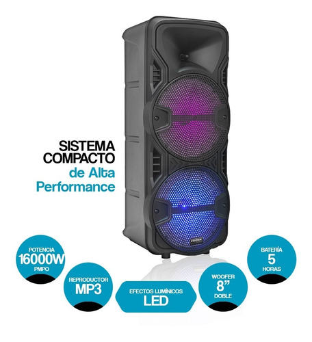 Parlante Bluetooth Torre Doble Woofer Inalambrico Usb Radio