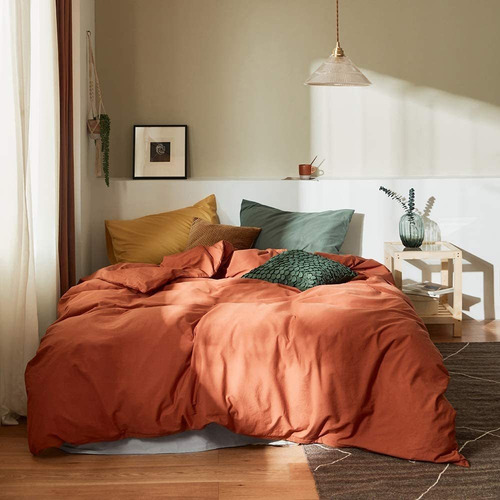 Imagen 1 de 9 de Ropa De Cama Color Caramelo Funda Nórdica Full Queen C...