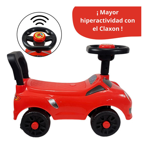 Montable Para Niños Carrito Correpasillos 48 cm Con Respaldo Color Rojo