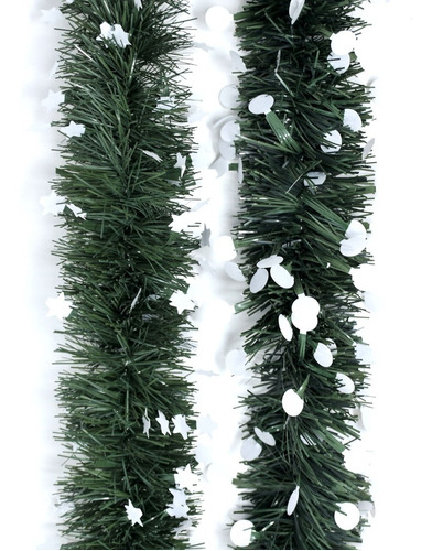 Guirnalda Navidad Verde Pino Blanca 10cm X 2m - 5 Tiras #324