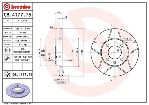 Disco De Freno / Volkswagen Pointer Lujo 2000-2001 Delantero