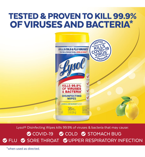 Toallitas Desinfectantes Lysol Multisurface Lemon Lime 35x3