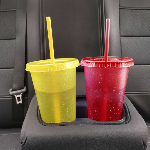 Vasos Reutilizables De 24 Oz Con Tapa Y Popote, 15 Piezas Color Púrpura