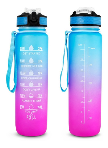 Botella De Agua Motivacional De 1 Litro Deportiva Gym