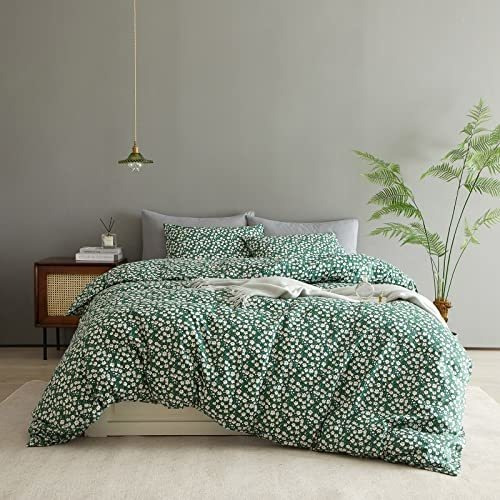 Bulutu Twin Green Duvet Cover Set Con Patrón De G5b21