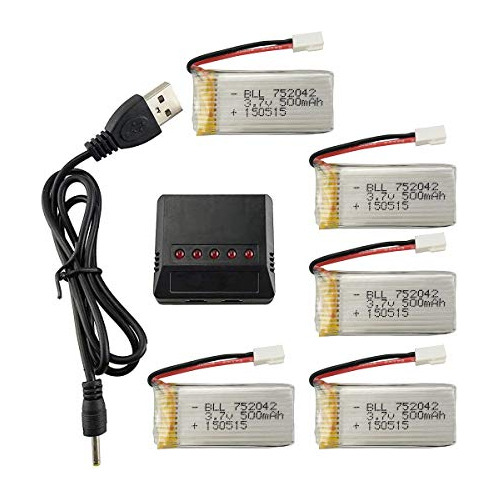 Batería Li De 3.7v 500mah Con Cargador 5 En 1 Para Drones Jj