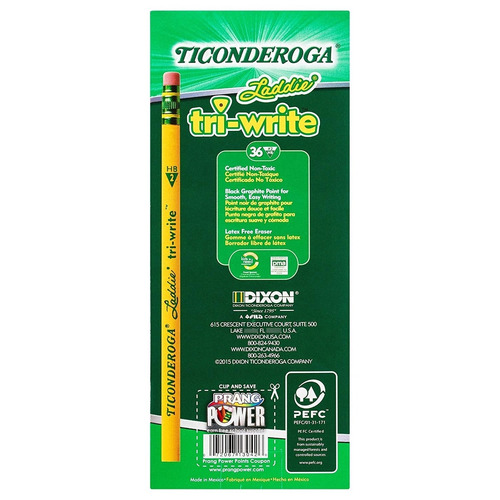 Dixon Ticonderoga 13042 Laddie Tri-escritura Lápices Con Gom