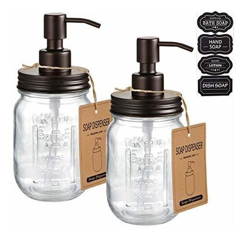 Dispen Res De Jabón Mason Jar Bronce  Acero Inoxidable...