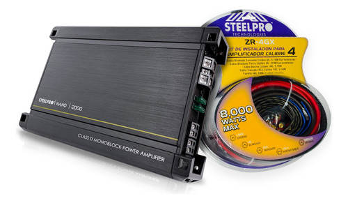 Kit Amplificador Clase D Nano 2000w +kit Cables By Steelpro