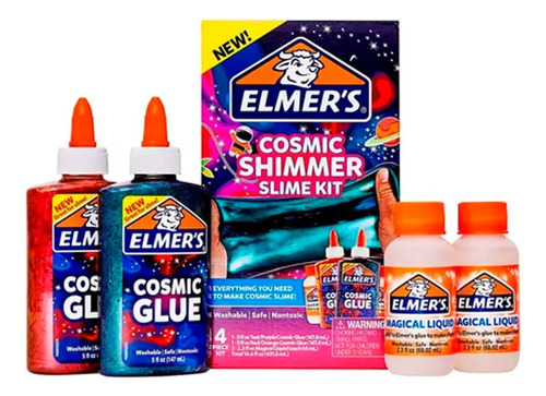 Kit De Slime Brillo Cósmico No Tóxico Lavable 4 Pzas Elmers