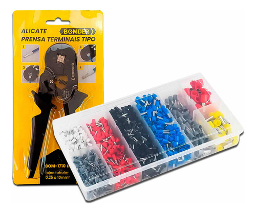 Kit Alicate De Crimpar Prensa Terminal Ferrules 1200 Pcs