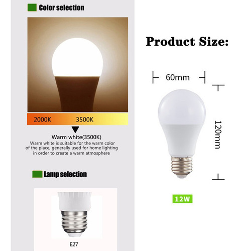 6pcs E27 Bombilla Led Inteligente Luz De Encendido Automátic