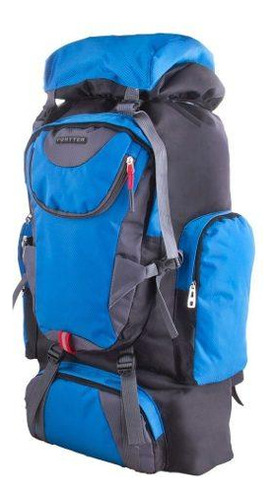 Mochila Para Camping San Carlos 80lts Portter Muy Resistente Color Azul Diseño De La Tela Doble